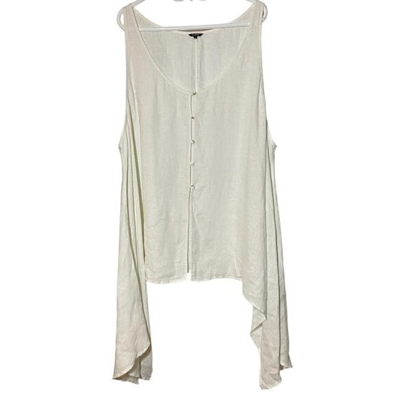 VIVID LINEN HANDKERCHIEF SLEEVELESS OFF WHITE TOP SIZE 3X - Picture 4 of 10